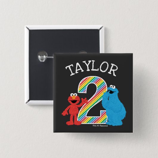 Sesame Street Pals Chalkboard Rainbow 2. Geburtsta Button (Vorne & Hinten)
