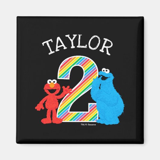 Sesame Street Pals Chalkboard Rainbow 2nd Birthday Magnet (Vorne)