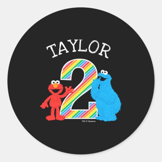 Sesame Street Pals Chalkboard Rainbow 2nd Birthday Runder Aufkleber (Vorderseite)
