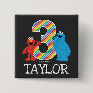 Sesame Street Pals Chalkboard Rainbow 3. Geburtsta Button