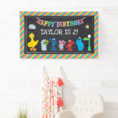 Sesame Street Pals Chalkboard Rainbow Birthday Banner (Insitu)