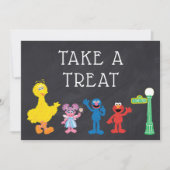 Sesame Street Pals Chalkboard Rainbow Birthday Einladung (Vorderseite)