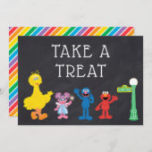 Sesame Street Pals Chalkboard Rainbow Birthday Einladung (Vorne/Hinten)