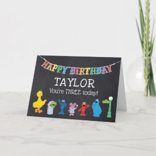 Sesame Street Pals Chalkboard Rainbow Birthday Karte