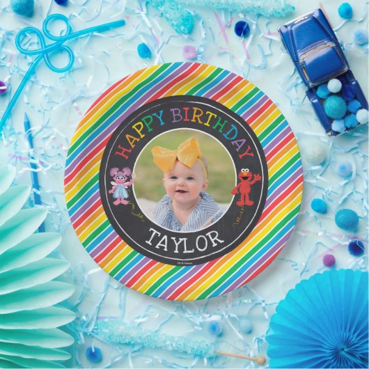 Sesame Street Pals Chalkboard Rainbow Birthday Pap Pappteller (Party)