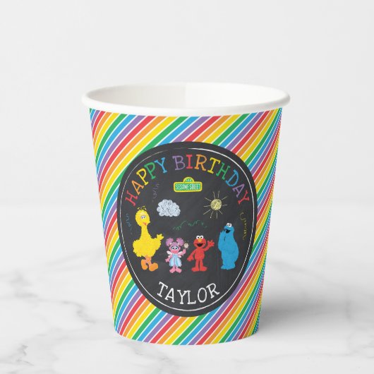 Sesame Street Pals Chalkboard Rainbow Birthday Pappbecher (Links)