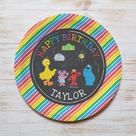 Sesame Street Pals Chalkboard Rainbow Birthday Pappteller