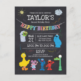 Sesame Street Pals Chalkboard Rainbow Birthday Postkarte