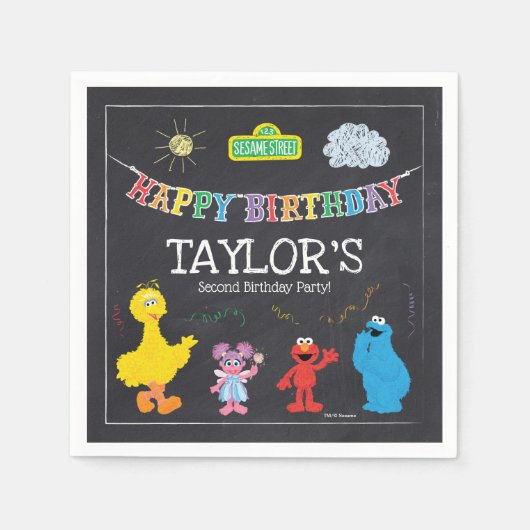 Sesame Street Pals Chalkboard Rainbow Birthday Serviette (Vorderseite)