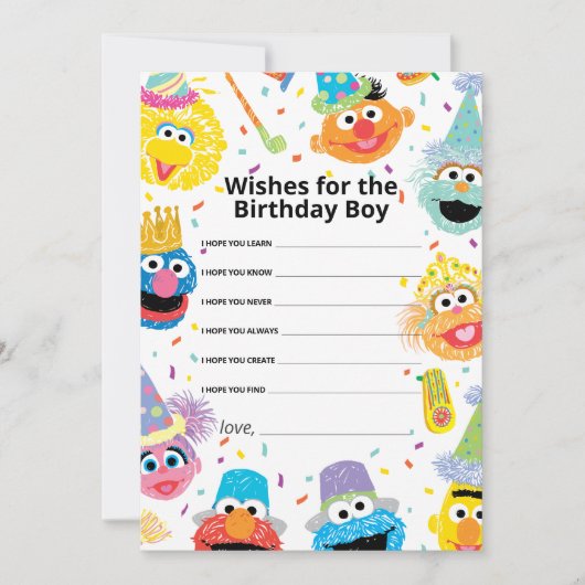 Sesame Street Pals Confetti Birthday Boy wünscht Mitteilungskarte (Vorderseite)