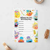 Sesame Street Pals Confetti Birthday Boy wünscht Mitteilungskarte (Vorderseite/Rückseite Beispiel)
