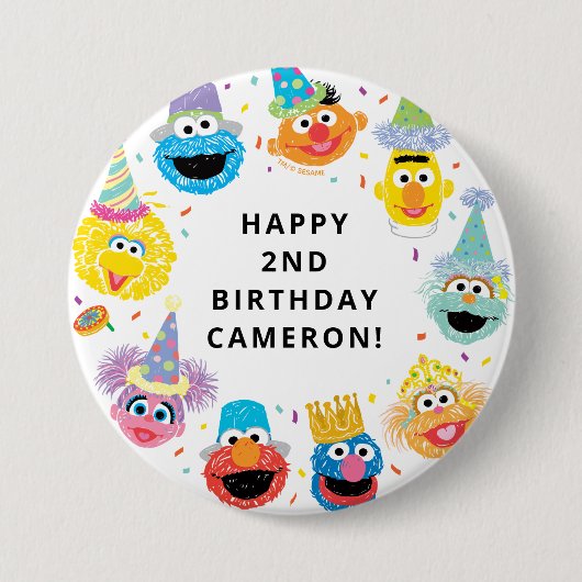 Sesame Street Pals Confetti Birthday Button (Vorderseite)