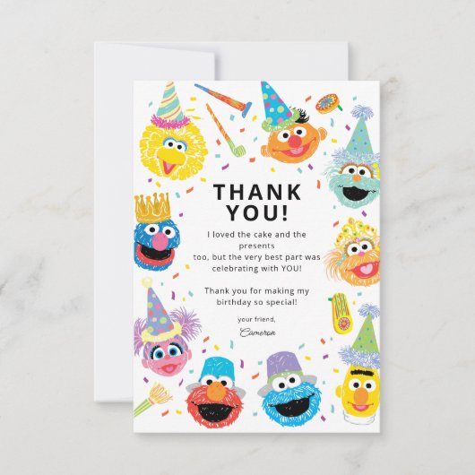 Sesame Street Pals Confetti Birthday Dankeskarte (Vorderseite)