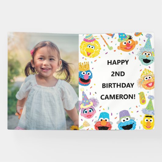 Sesame Street Pals Confetti Birthday Foto Banner (Horizontal)