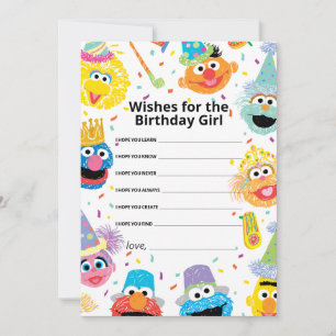 Sesame Street Pals Confetti Birthday Girl wünscht Mitteilungskarte