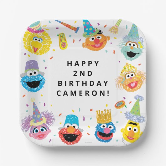 Sesame Street Pals Confetti Birthday Pappteller (Vorderseite)