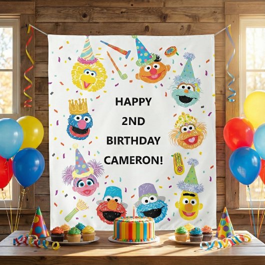 Sesame Street Pals Confetti Birthday Welcome Wandteppich