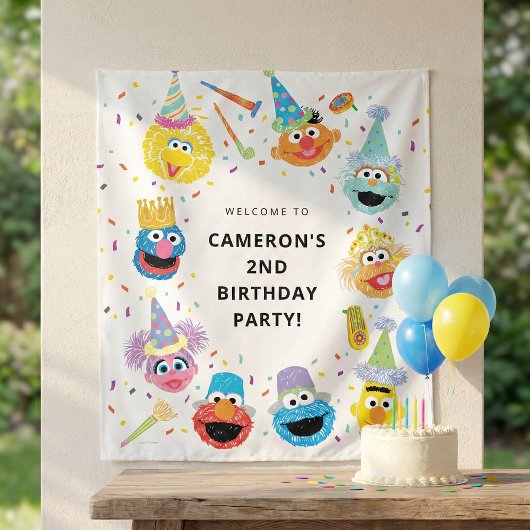 Sesame Street Pals Confetti Birthday Welcome Wandteppich