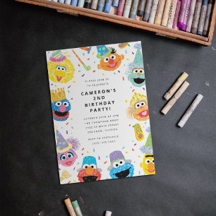 Sesame Street Pals Confetti Einladung zum Geburtst Postkarte
