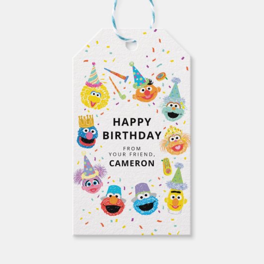 Sesame Street Pals Confetti Happy Birthday Geschenkanhänger (Vorderseite)