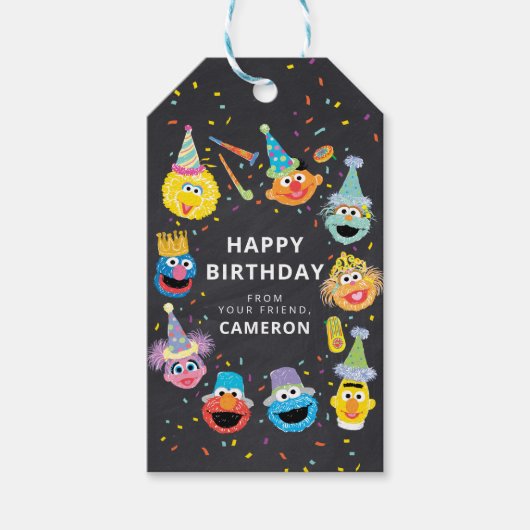 Sesame Street Pals Confetti Happy Birthday Geschenkanhänger (Vorderseite)
