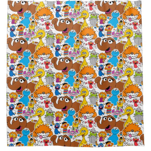 Sesame Street Pals Doodley Pattern Duschvorhang (Vorderseite)