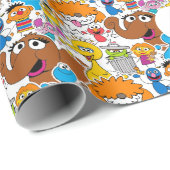 Sesame Street Pals Doodley Pattern Geschenkpapier (Rolleneckpunkt)