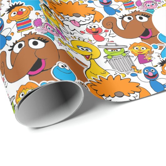 Sesame Street Pals Doodley Pattern Geschenkpapier (Rolleneckpunkt)