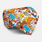 Sesame Street Pals Doodley Pattern Krawatte (Gerollt)