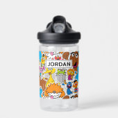 Sesame Street Pals Doodley Pattern | Name hinzufüg Trinkflasche (Vorne)