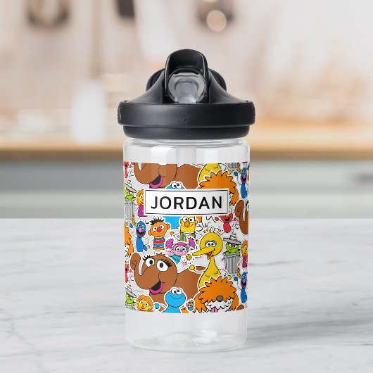 Sesame Street Pals Doodley Pattern | Name hinzufüg Trinkflasche