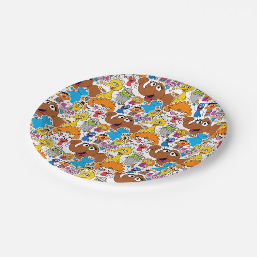 Sesame Street Pals Doodley Pattern Pappteller (Schrägansicht)