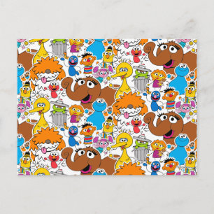 Sesame Street Pals Doodley Pattern Postkarte