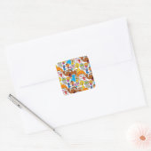 Sesame Street Pals Doodley Pattern Quadratischer Aufkleber (Umschlag)