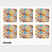 Sesame Street Pals Doodley Pattern Quadratischer Aufkleber (Blatt)
