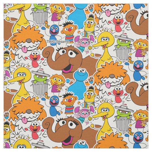Sesame Street Pals Doodley Pattern Stoff (Muster)