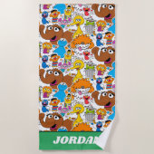 Sesame Street Pals Doodley Pattern Strandtuch (Vorderseite)