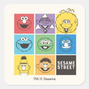 Sesame Street Pals Farbblöcke Quadratischer Aufkleber
