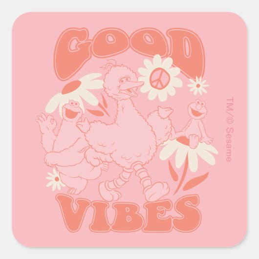 Sesame Street Pals | Good Vibes Quadratischer Aufkleber (Vorderseite)