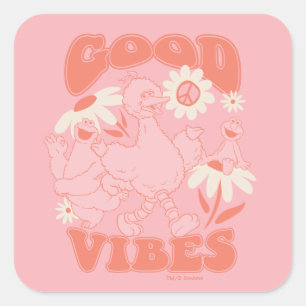 Sesame Street Pals Good Vibes Quadratischer Aufkleber