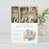 Sesame Street Pals Pastel | 1. Geburtstag Foto Einladung (Stehend Vorderseite)