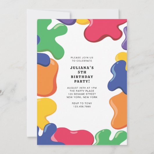 Sesame Street Pals Rainbow Art Party Einladung (Rückseite)