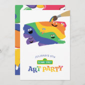 Sesame Street Pals Rainbow Art Party Einladung (Vorne/Hinten)