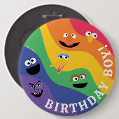 Sesame Street Pals Rainbow Birthday Boy Button (Vorne & Hinten)