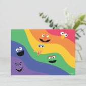 Sesame Street Pals Rainbow Birthday Einladung (Stehend Vorderseite)