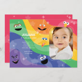 Sesame Street Pals Rainbow Foto Einladung (Vorne/Hinten)