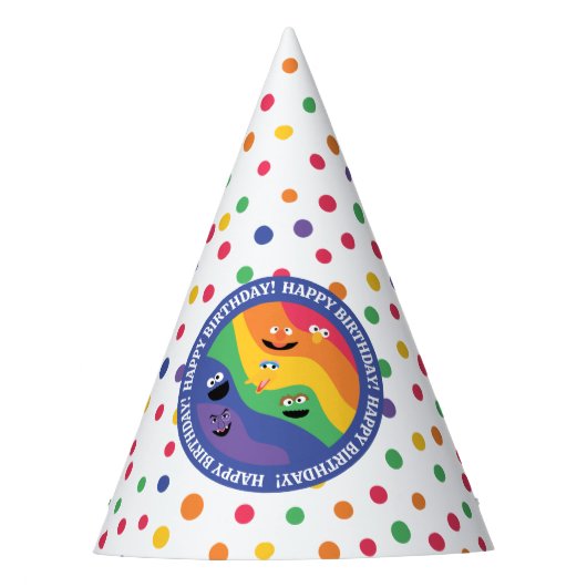 Sesame Street Pals Rainbow Happy Birthday Partyhütchen (Vorderseite)