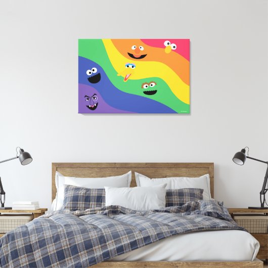 Sesame Street Pals Rainbow Stretched Canvas Print Leinwanddruck (Insitu (Schlafzimmer))