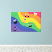 Sesame Street Pals Rainbow Stretched Canvas Print Leinwanddruck (Insitu (Holzboden))