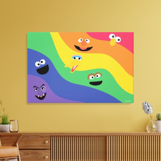 Sesame Street Pals Rainbow Stretched Canvas Print Leinwanddruck (Insitu (Wohnzimmer))
